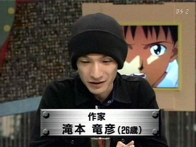 Takimoto Tatsuhiko, durante un'intervista televisiva.
